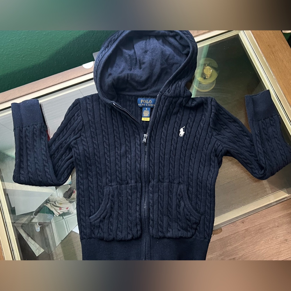 Polo by Ralph Lauren Kids Dark Blue Cable Knit Hoodie